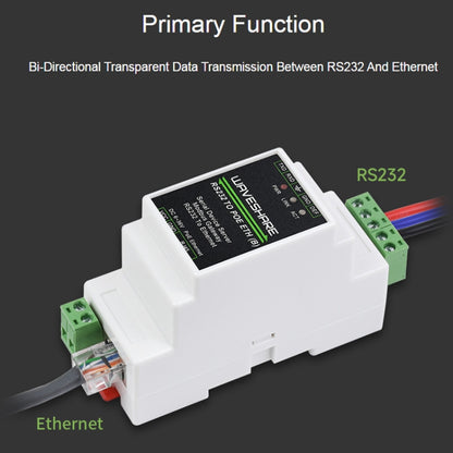 Waveshare 23950 Industrial Serial Server RS232 to RJ45 Ethernet TCP/IP to Serial, 23951
