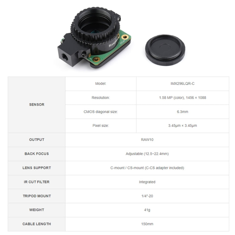 Waveshare Original Raspberry Pi 1.6MP Global Shutter Camera Module, 24385