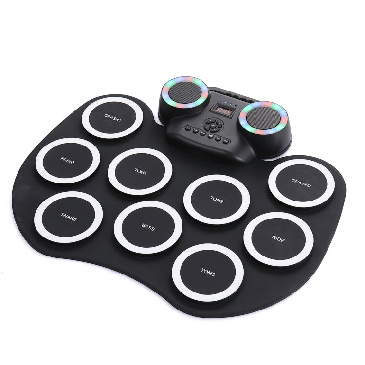 Portable Hand Roll Electronic Drum Flashing Light Bluetooth Drum, Black White, Icon Version + Black Green, Icon Version + Black White