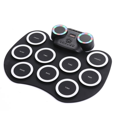 Portable Hand Roll Electronic Drum Flashing Light Bluetooth Drum, Black White, Icon Version + Black Green, Icon Version + Black White