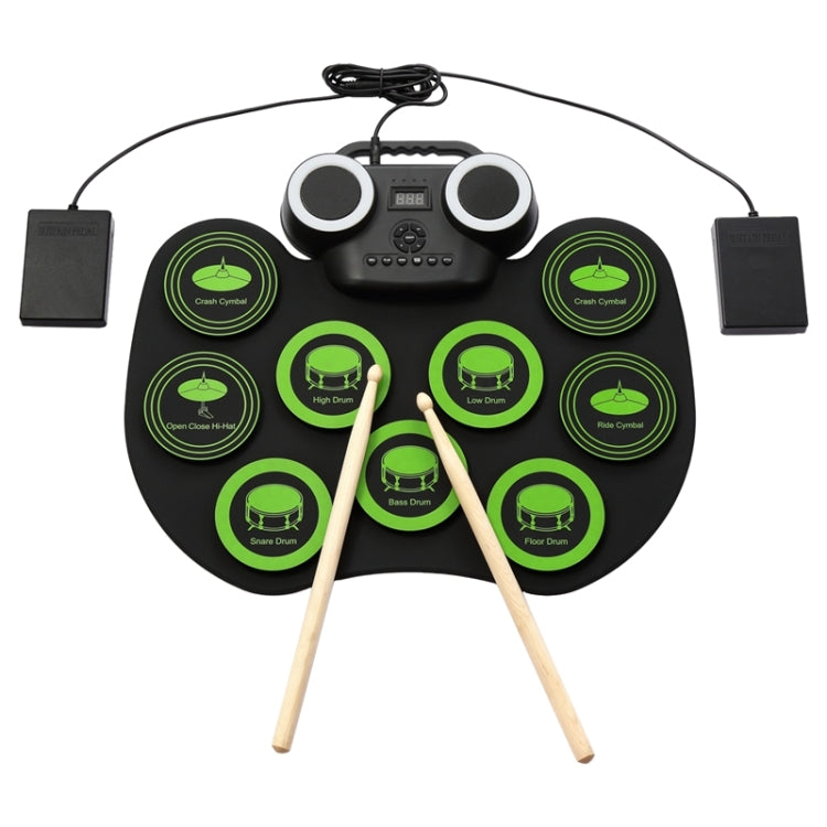 Portable Hand Roll Electronic Drum Flashing Light Bluetooth Drum, Black White, Icon Version + Black Green, Icon Version + Black White