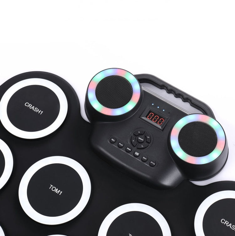 Portable Hand Roll Electronic Drum Flashing Light Bluetooth Drum, Black White, Icon Version + Black Green, Icon Version + Black White
