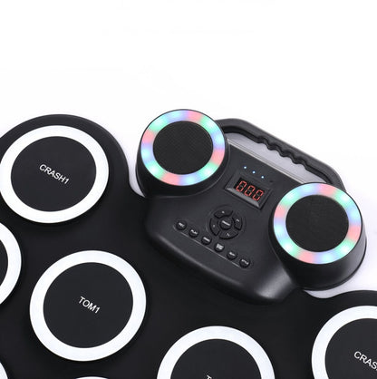 Portable Hand Roll Electronic Drum Flashing Light Bluetooth Drum, Black White, Icon Version + Black Green, Icon Version + Black White
