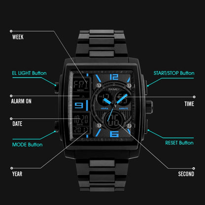 SKMEI 1274  Men Fashion Electronic Watch Multifunctional Outdoor Sports Watch, Red, Blue, Black, Golden