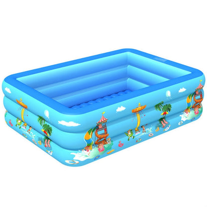 Household Indoor and Outdoor Amusement Park Pattern Children Square Inflatable Swimming Pool, 130 x 85 x 50cm, 150 x 110 x 50cm
