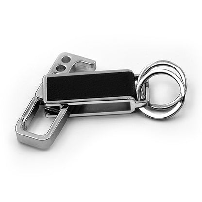 CS-012 3 PCS Lychee Pattern Leather Double Ring Corkscrew Keychain, Corkscrew Keychain