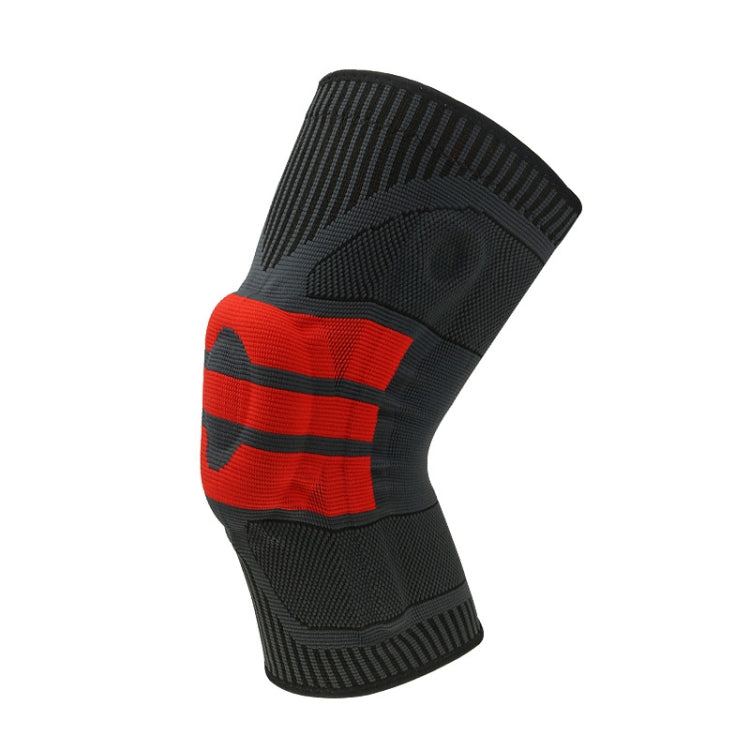 Enhanced Version Silicone Spring Support Knee Pads Knitted High Elastic Breathable Anti-Slip Protective Gear, Size:, M (Blue And Black), L (Blue And Black), XL (Blue And Black), M (Orange And Red), L (Orange And Red), XL (Orange And Red)