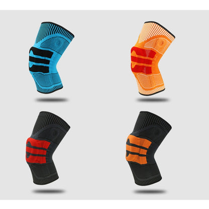 Enhanced Version Silicone Spring Support Knee Pads Knitted High Elastic Breathable Anti-Slip Protective Gear, Size:, M (Blue And Black), L (Blue And Black), XL (Blue And Black), M (Orange And Red), L (Orange And Red), XL (Orange And Red)