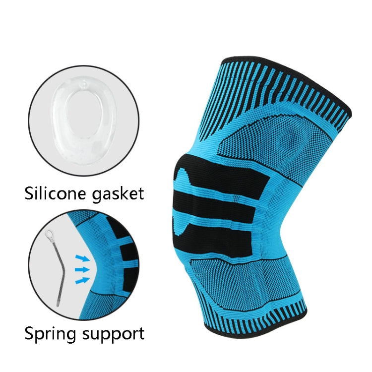 Enhanced Version Silicone Spring Support Knee Pads Knitted High Elastic Breathable Anti-Slip Protective Gear, Size:, M (Blue And Black), L (Blue And Black), XL (Blue And Black), M (Orange And Red), L (Orange And Red), XL (Orange And Red)