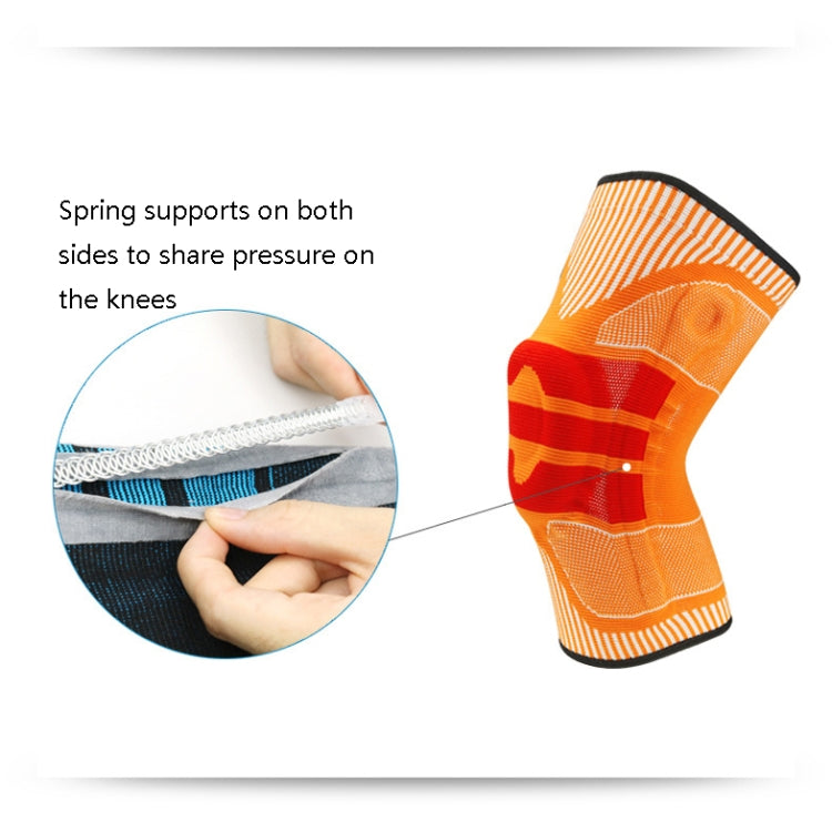 Enhanced Version Silicone Spring Support Knee Pads Knitted High Elastic Breathable Anti-Slip Protective Gear, Size:, M (Blue And Black), L (Blue And Black), XL (Blue And Black), M (Orange And Red), L (Orange And Red), XL (Orange And Red)