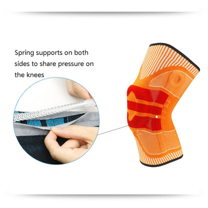 Enhanced Version Silicone Spring Support Knee Pads Knitted High Elastic Breathable Anti-Slip Protective Gear, Size:, M (Blue And Black), L (Blue And Black), XL (Blue And Black), M (Orange And Red), L (Orange And Red), XL (Orange And Red)