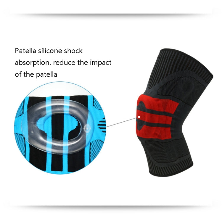Enhanced Version Silicone Spring Support Knee Pads Knitted High Elastic Breathable Anti-Slip Protective Gear, Size:, M (Blue And Black), L (Blue And Black), XL (Blue And Black), M (Orange And Red), L (Orange And Red), XL (Orange And Red)