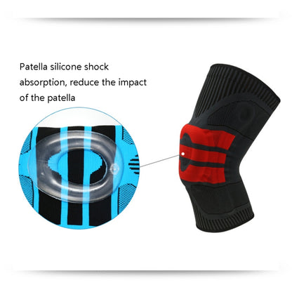 Enhanced Version Silicone Spring Support Knee Pads Knitted High Elastic Breathable Anti-Slip Protective Gear, Size:, M (Blue And Black), L (Blue And Black), XL (Blue And Black), M (Orange And Red), L (Orange And Red), XL (Orange And Red)