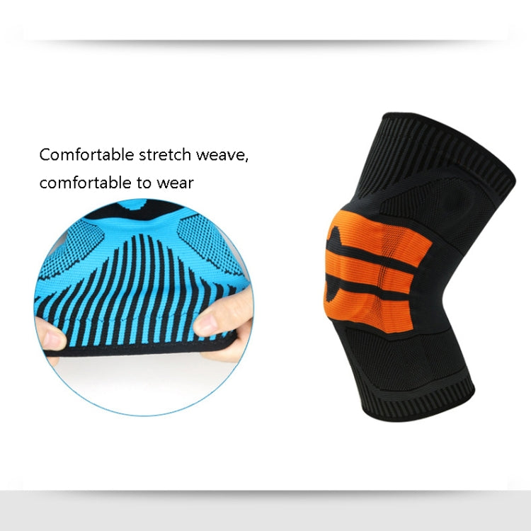 Enhanced Version Silicone Spring Support Knee Pads Knitted High Elastic Breathable Anti-Slip Protective Gear, Size:, M (Blue And Black), L (Blue And Black), XL (Blue And Black), M (Orange And Red), L (Orange And Red), XL (Orange And Red)