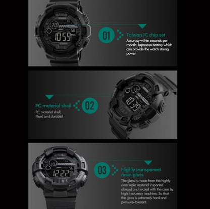 SKMEI 1243 Men Sports Watch Outdoor Waterproof Digital Watch, Red, Black, Golden
