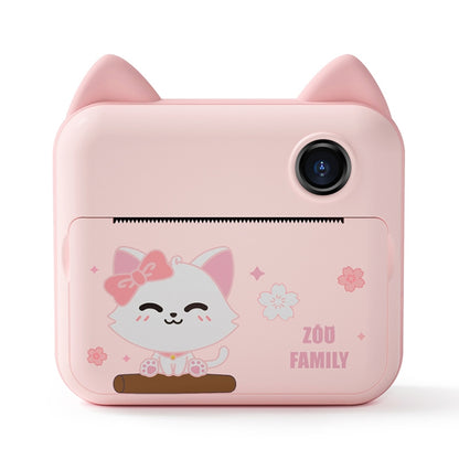 P1 No Card Children Instant Camera 1200W Front And Rear Dual-Lens Mini Print Photographic Digital Camera Toy(Green Dinosaur), Green Dinosaur No Card, Pink Cat No Card, Green Dinosaur 16GB, Pink Cat 16GB, Pink Cat 32GB, Green Dinosaur 32GB