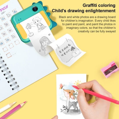 P1 No Card Children Instant Camera 1200W Front And Rear Dual-Lens Mini Print Photographic Digital Camera Toy(Green Dinosaur), Green Dinosaur No Card, Pink Cat No Card, Green Dinosaur 16GB, Pink Cat 16GB, Pink Cat 32GB, Green Dinosaur 32GB