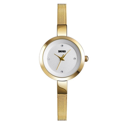 SKMEI 1390 Ladies Business Casual Watch Steel Band Lightweight Quartz Watch, Rose Gold, Golden, Silver