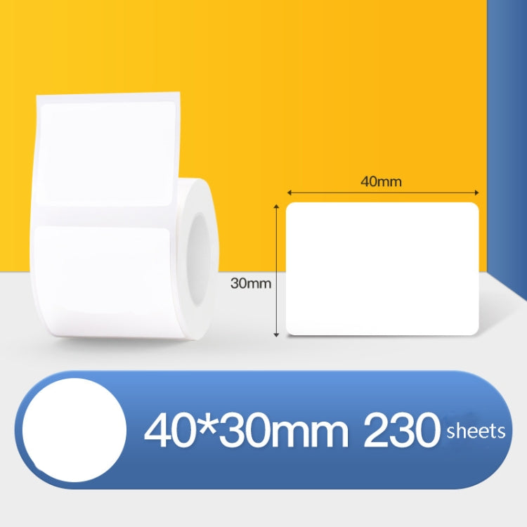 Thermal Label Paper Self-Adhesive Paper Fixed Asset Food Clothing Tag Price Tag for NIIMBOT B11 / B3S, Size: 45x15mm 400 Sheets, 30x20mm 320 Sheets, 30x30mm 230 Sheets, 30x40mm 180 Sheets, 40x20mm 320 Sheets, 40x30mm 230 Sheets, 40x80mm 95 Sheets
