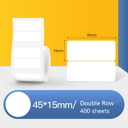Thermal Label Paper Self-Adhesive Paper Fixed Asset Food Clothing Tag Price Tag for NIIMBOT B11 / B3S, Size: 45x15mm 400 Sheets, 30x20mm 320 Sheets, 30x30mm 230 Sheets, 30x40mm 180 Sheets, 40x20mm 320 Sheets, 40x30mm 230 Sheets, 40x80mm 95 Sheets