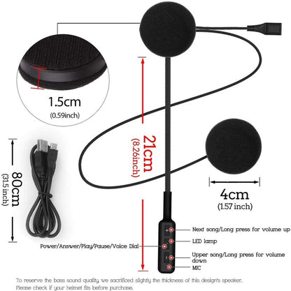 MH01 Bluetooth 5.0 Helmet Headset Auto Answer/Stereo Effect Bluetooth Headset, MH01