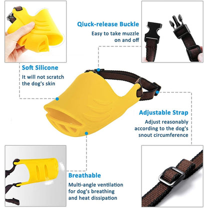 Dog Muzzle Cover Tedike Fund Fur Dog Muzzle Cover Anti-Bite Mouth Cover Silicone Supplies, S, L, XL, M
