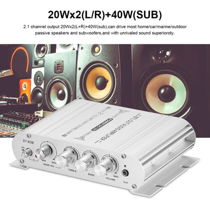 ST-838 Mini Digital Hi-Fi 2.1 Channel Power Amplifier Stereo Bass Audio Player CD MP3 MP4 PC Speaker, US Plug, EU Plug