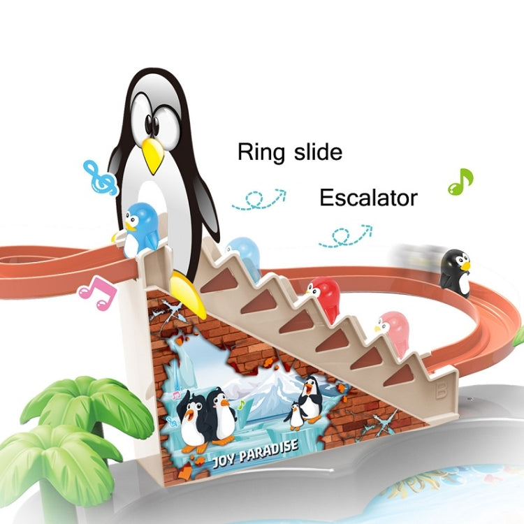 Penguin Stair Climbing Children Electric Magnetic Fishing Toy Multifunctional Game Set, Orange, Blue
