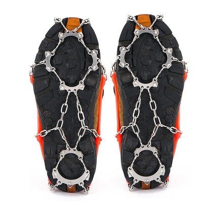 13 Teeth Outdoor Stainless Steel Mountaineering Climbing Crampons Trekking Non-Slip Shoe Covers, Size:, 13 Teeth M（Orange）