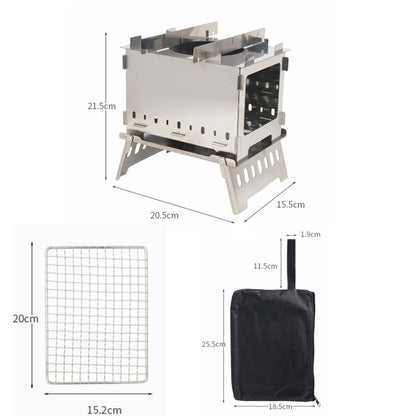 Outdoor Folding Card Stove Barbecue Rack Camping Windproof Burning Fire Station