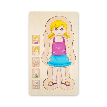 Onshine Five-Layer Human Body Structure Puzzle Wooden Puzzles For Children Physical Cognition, Boy, Girl
