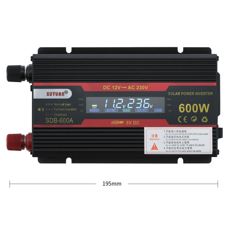 XUYUAN 600W Car Inverter LCD Display Converter, 12V to 220V, 12V to 110V, 24V to 220V, 24V to 110V