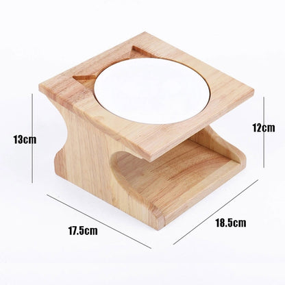 Oak Cat Bowl Rack Inclined Anti-Choking Ceramic Cat Bowl, Ceramic Cat Bowl