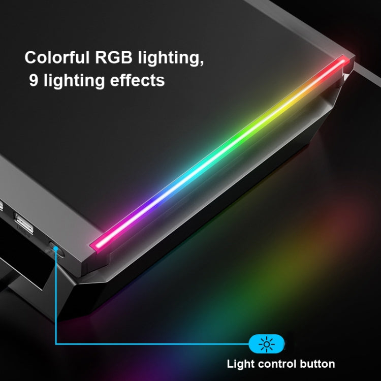 ICE COOREL T1 Monitor Increased Rack Foldable Laptop Stand With RGB Lighting & 4xUSB Expansion Interface