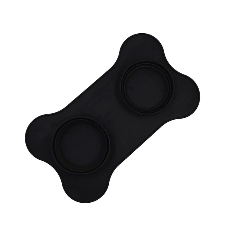 Pet Silicone Folding Bowl Mat Non-Slip & Bite Resistant Portable Feeding Bowl, Black, Gray
