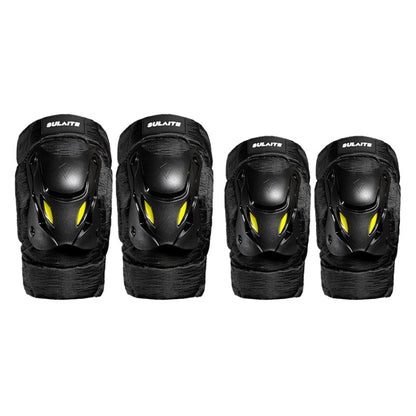 SULAITE Motorcycle Protector Rider Wind Warmth Protective Gear Riding Equipment, Black Knee Pads, Black Elbow Pads, Black Knee Pad+Elbow Pad