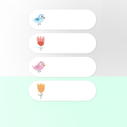 Thermal Label Paper Cosmetic Sticker Bottled Name Sticker For NIIMBOT D11 Printer, Transparent Sticker, Love, Cute Paradise, Birds and Flowers
