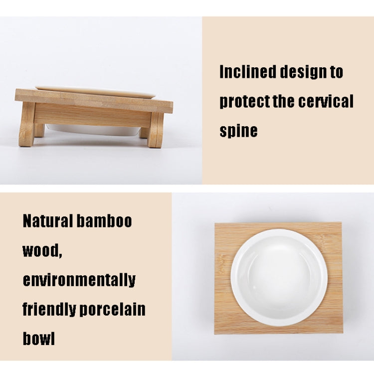 Bamboo And Wood Ceramic Cat Bowl Pet Supplies, Single Bowl