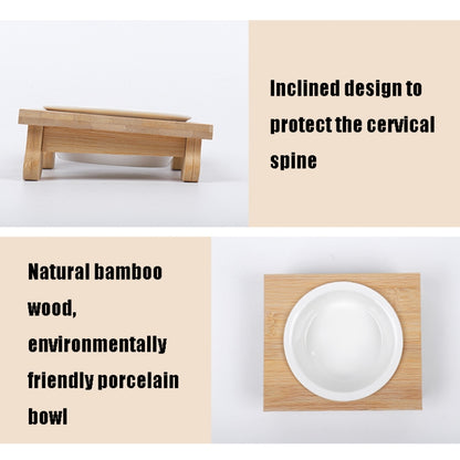 Bamboo And Wood Ceramic Cat Bowl Pet Supplies, Single Bowl