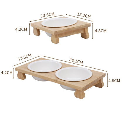 Bamboo And Wood Ceramic Cat Bowl Pet Supplies, Single Bowl