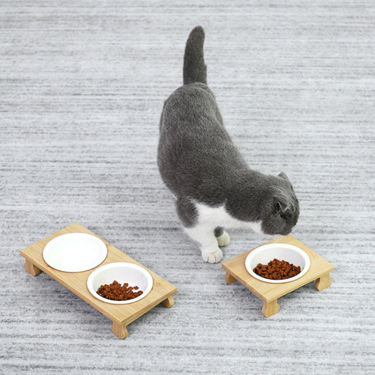 Bamboo And Wood Ceramic Cat Bowl Pet Supplies, Single Bowl