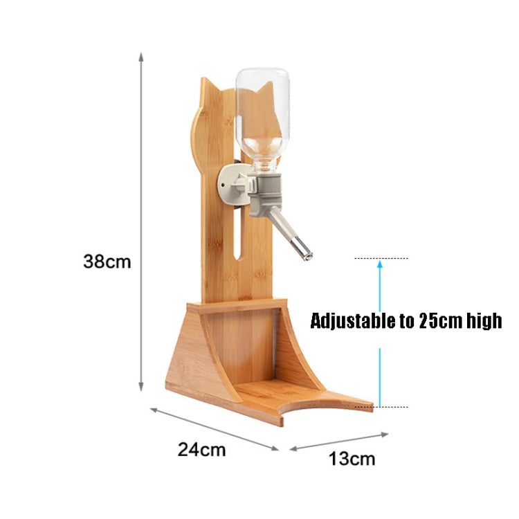 Pet Waterer Solid Wood Frame Hanging Water Bottle, Random Color Delivery, Bamboo Wood + Drinker Green, Oak + Drinker Green