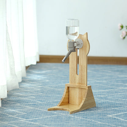 Pet Waterer Solid Wood Frame Hanging Water Bottle, Random Color Delivery, Bamboo Wood + Drinker Green, Oak + Drinker Green