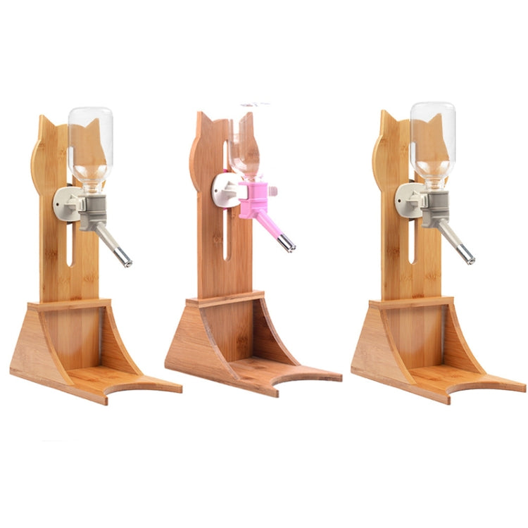 Pet Waterer Solid Wood Frame Hanging Water Bottle, Random Color Delivery, Bamboo Wood + Drinker Green, Oak + Drinker Green