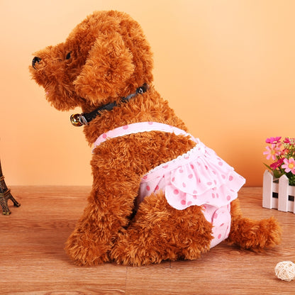 Menstrual Physiological Pants For Pet Dog Polka Dot Skirt And Bib Physiological Pants, M, L, XL, XXL