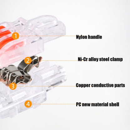 10 PCS Multi-Function Branch Wire Butt Copper Wire Quick Connection Terminal, F12 Orange Handle One in Two Out