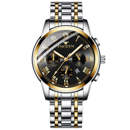FNGEEN 4006 Men Automatic Mechanical Watch Waterproof Quartz Watch, Gold Blue Surface, Gold Black Surface, Gold White Surface, White Steel White Surface, White Steel Black Surface, White Steel Blue Surface, Black Steel Black Surface