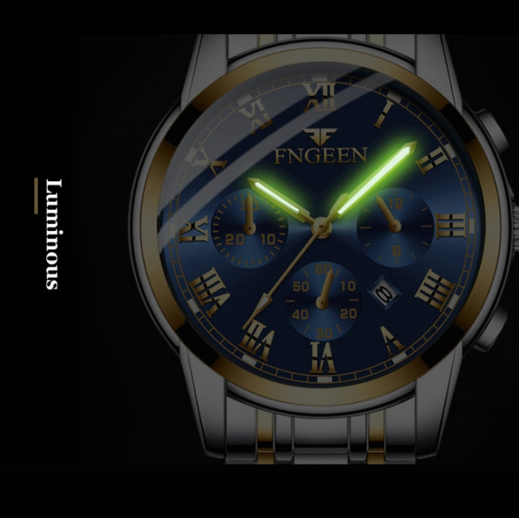 FNGEEN 4006 Men Automatic Mechanical Watch Waterproof Quartz Watch, Gold Blue Surface, Gold Black Surface, Gold White Surface, White Steel White Surface, White Steel Black Surface, White Steel Blue Surface, Black Steel Black Surface