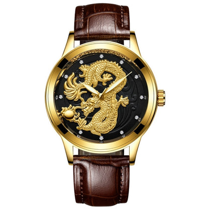 FNGEEN S666 Waterproof Luminous Non-Mechanical Watch Quartz Ultra-Thin Dragon Or Phoenix Pattern Couple Watch, Full Gold Gold Surface, Full Gold Black Surface, FullGold White Surface, Between Gold Gold Surface, Between Gold Black Surface