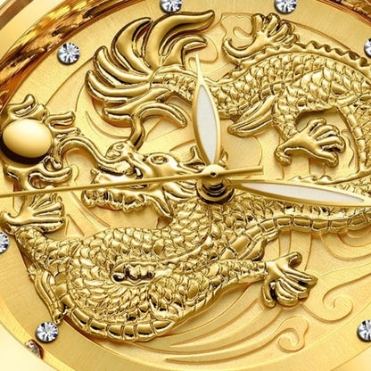 FNGEEN S666 Waterproof Luminous Non-Mechanical Watch Quartz Ultra-Thin Dragon Or Phoenix Pattern Couple Watch, Full Gold Gold Surface, Full Gold Black Surface, FullGold White Surface, Between Gold Gold Surface, Between Gold Black Surface